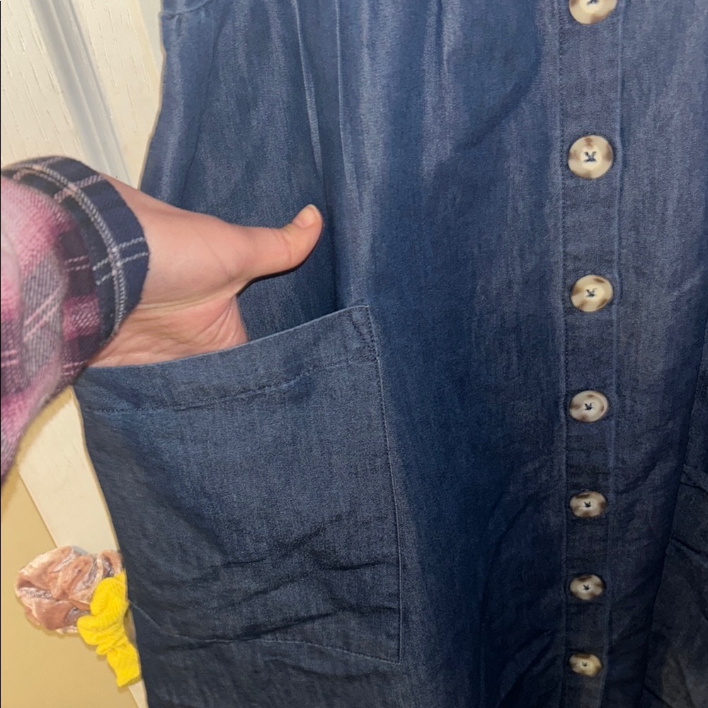 Vintage Denim Style Button-Down Women's Dress - Picture 4 of 10